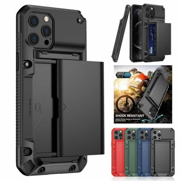 For iPhone 14 Pro Max 13 12 11 XS XR 8 7 + SE Shockproof Card Holder Wallet Case - Picture 14 of 16